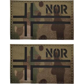 2PCS AliPlus Norway Flag Patches IR Infrared Reflective Patches Laser Cut Patch Tactical Morale Patch Hook and Loop(CP)