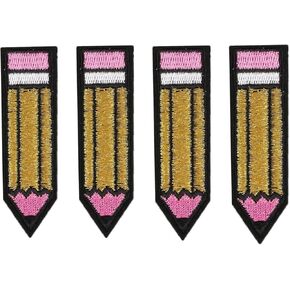 4 pcs Pencil Patch Iron On Clothes Patch for Clothing Embroidered Patch Garment Apparel Accessories