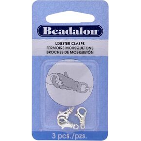 Beadalon 315B-032 Lobster Clasp Swivel 15mm Nickel Free Silver, Plated, 3-Piece
