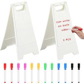 4 Pack a Frame Sandwich Board Sign with White Dry Erase Surface Double Sided Sidewalk Sign Chalkboard Easel Heavy Duty Plastic Dry Erase Poster Board for Outdoor Restaurant Cafe Shop Menu
