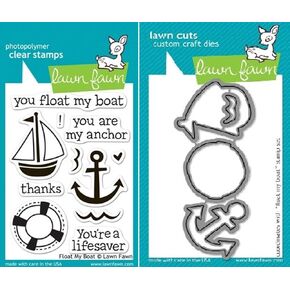 Lawn Fawn Float My Boat Clear Stamp و Steel Die Set - يشمل كل واحد من LF654 (Stamp) و LF661 (Die) - مجموعة مخصصة