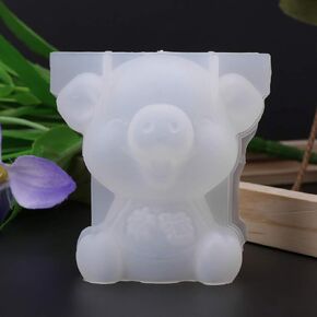Cute 3D Pig Silicone Mold Epoxy Resin Jewelry Making Cake Decoration Handmade Lucky Crystal Mould Art Crafts, 7.3*6.5cm, Clear