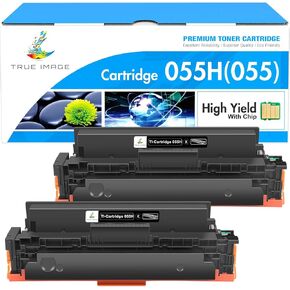 صورة حقيقية متوافقة مع خرطوشة الحبر الأسود المتوافقة مع Canon 055H 055 العمل من أجل Canon Color ImageClass MF741CDW MF743CDW MF745CDW MF746CDW LBP664CDW INK (Black ، 2-pack)
