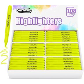 Duchong 108 Highlighters الأصفر ، تلميح إزميل علامات تمييز جافة bluk ، والألوان الزاهية المتميرة لأطفال البالغين ، يجب أن يكون لدى الفصل الدراسي ، اللوازم المدرسية للمعلمين