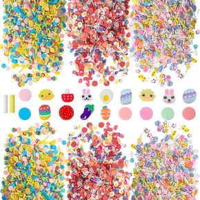 Civaner 300 Grams Easter Fake Sprinkle Bunny Chick Egg Carrots Sprinkles Tiny Polymer Clay Embellishments Polymer Slices Clay for Resin Nail Scrapbook Charm DIY Art Crafts Making Supply