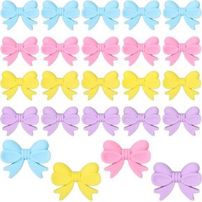 20 Pcs Bow Coquette Silicone Focal Beads Colorful Bowknot Shape Silicone Beads Bow Tie Loose Rubber Beads for DIY Crafts Pen Keychain Making