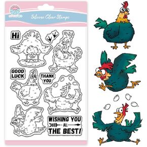 GLOBLELAND Cartoon Chicken Clear Stamps for Card Making Funny Animal Chicken Silicone Stamp Greetings Transparent Stamps Seal for DIY Scrapbooking Embossing Photo Album Decor