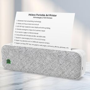 Portable Printer Wireless for Travel, Bluetooth Thermal Printer, Support 8.5x11 & A4 Thermal Paper, Compatible with Android and iOS Phone & Laptop, Mobile Inkless Printer