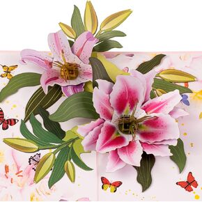 Truance POPT UP CARDING LILY FLOWER- بطاقات ثلاثية الأبعاد لعيد الميلاد ، الذكرى السنوية ، يوم الأم ، شكر البطاقات ، بطاقة لأمي ، بطاقة تهنئة ، بطاقة حب ، كل مناسبة