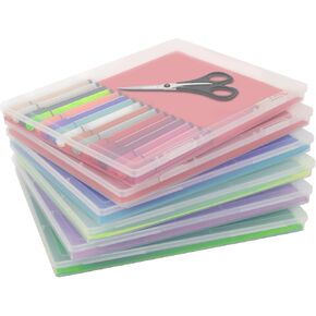 A4 Clear Portable Project Case, 6 Pack Plastic File Box, Document Case & Scrapbook Paper Storage, Photo Storage Containers, Protectors for Magazines, Stamps, A4 Scrapbook Organizer(12"x8.8"x0.87")