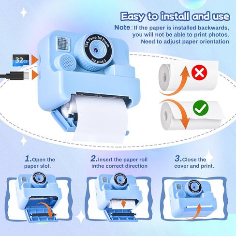 Kids Instant Print Camera, 30MP 1080P HD Digital Camera for Boys Girls with Color Pens & 32GB Card, Christmas Birthday Gifts Kids Toys for 3-12 Years Old (Purple) in Kuwait