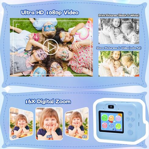 Kids Instant Print Camera, 30MP 1080P HD Digital Camera for Boys Girls with Color Pens & 32GB Card, Christmas Birthday Gifts Kids Toys for 3-12 Years Old (Purple) in Kuwait