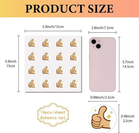 Creatcabin 128pcs إعطاء الإبهام ملصقات صغيرة لاصق إبهام البلاستيك ذاتيا للاصطدام ملصقات جولة ملصقات مكافأة النقطة الكثفون لملفات تعريف الارتباط تغليف زجاجات مياه الزخارف الحرف 2.5x2.5 سم in Kuwait