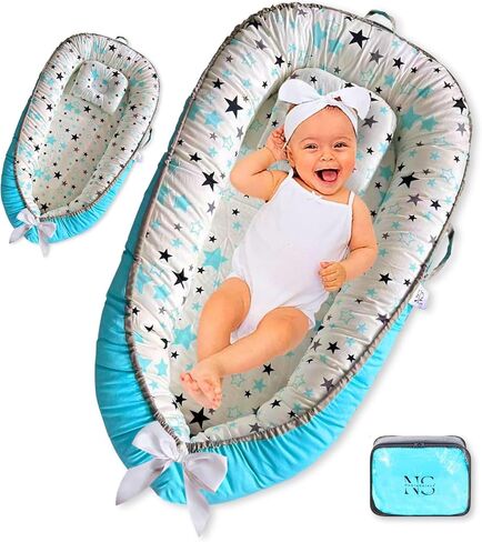 Baby Lounger for Newborn 0-24 Months,Breathable & Soft Infant Baby Nest for Co-Sleeping, Tummy Time & Play,Portable Baby Floor Seat for Home & Travel,Newborn Essentials & Gift in Saudi Arabia