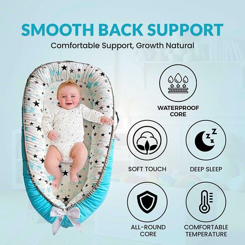 Baby Lounger for Newborn 0-24 Months,Breathable & Soft Infant Baby Nest for Co-Sleeping, Tummy Time & Play,Portable Baby Floor Seat for Home & Travel,Newborn Essentials & Gift in Saudi Arabia