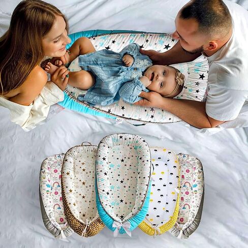 Baby Lounger for Newborn 0-24 Months,Breathable & Soft Infant Baby Nest for Co-Sleeping, Tummy Time & Play,Portable Baby Floor Seat for Home & Travel,Newborn Essentials & Gift in Saudi Arabia