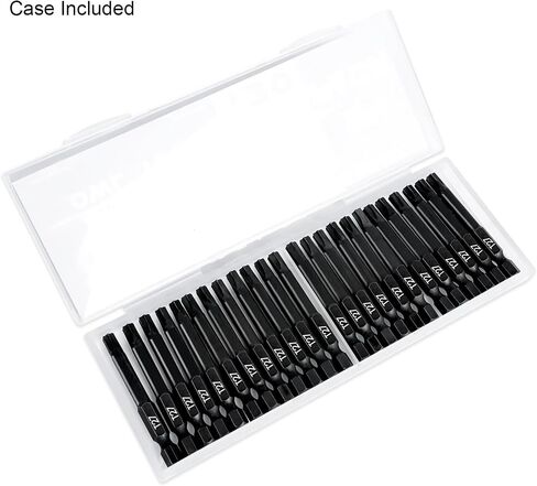 T20 Torx Bits (24 Pack - 2 Inch Impact Grade) 6 Point Torx Star Bit with Hex Shank - Hardened CRM Steel Alloy - Case Included in Kuwait
