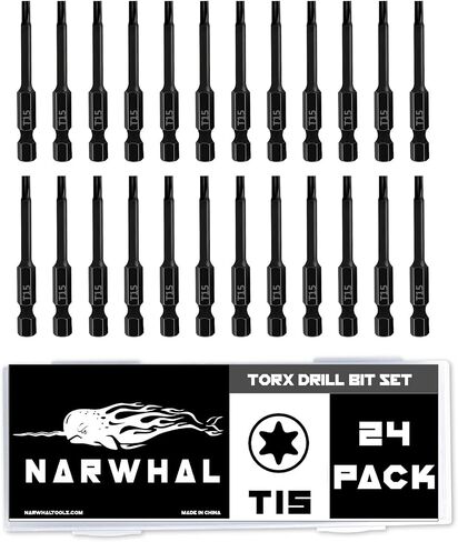 T20 Torx Bits (24 Pack - 2 Inch Impact Grade) 6 Point Torx Star Bit with Hex Shank - Hardened CRM Steel Alloy - Case Included in Kuwait
