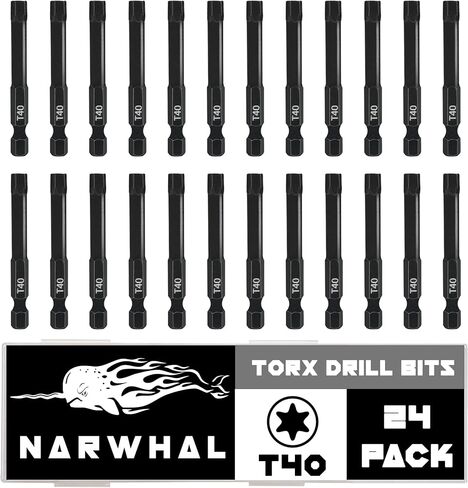 T20 Torx Bits (24 Pack - 2 Inch Impact Grade) 6 Point Torx Star Bit with Hex Shank - Hardened CRM Steel Alloy - Case Included in Kuwait