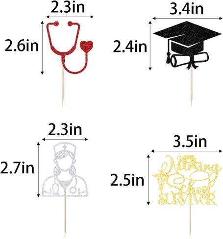 24PCS Cupcake Toppers Glitter Medical Staff RN Nurse Graduation Cupcake-Medical Rn Nurse Grad Themed,2025 Nurse Graduations Party Decor,Medical Nurse Grad Birthday Party Supplies in Kuwait