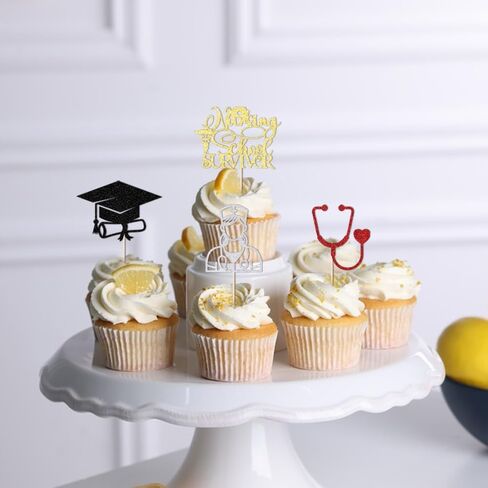 24PCS Cupcake Toppers Glitter Medical Staff RN Nurse Graduation Cupcake-Medical Rn Nurse Grad Themed,2025 Nurse Graduations Party Decor,Medical Nurse Grad Birthday Party Supplies in Kuwait