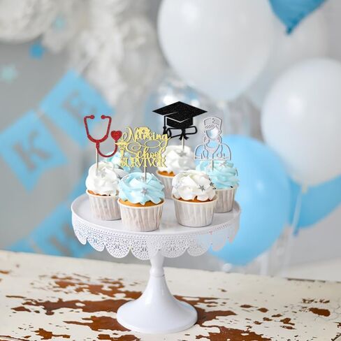 24PCS Cupcake Toppers Glitter Medical Staff RN Nurse Graduation Cupcake-Medical Rn Nurse Grad Themed,2025 Nurse Graduations Party Decor,Medical Nurse Grad Birthday Party Supplies in Kuwait