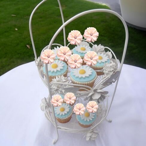 Ephlyn 24Pcs Flower Cupcake Toppers Daisy Flower Cupcake Pick Decorations for Flower Theme Spring Birthday Wedding Bridal Baby Shower Birthday Party Decoration Supplies Blue in Kuwait