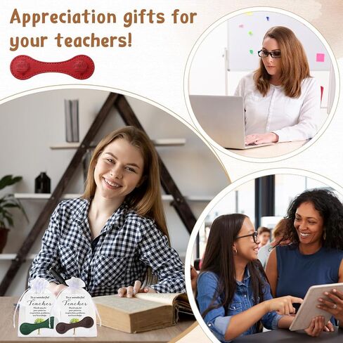 Spakon 30 Sets Thank You Teacher Gifts Magnetic Bookmarks Teacher Appreciation Day Gifts End of Year Leather Bookmarks with Thank You Cards and Organza Bags for Men Women Book Accessories in Saudi Arabia