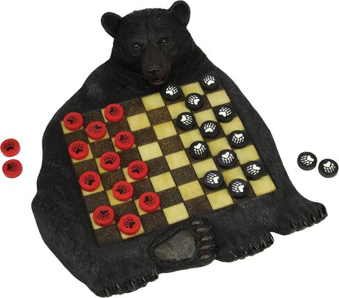 Rivers Edge Products Checkerboard مجموعة للمقصورة أو النزل ، أو ألعاب لوحة المدقق الريفية للبالغين ، أو لعبة اللاعبين من Tabletop 2 ، أو مقصورة أو لودج ، أو ديكور غرفة المعيشة أو ديكور المكتب المنزلي ، أو الدب in Kuwait