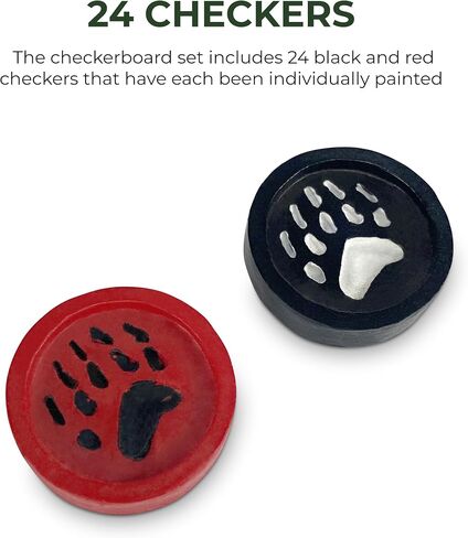 Rivers Edge Products Checkerboard مجموعة للمقصورة أو النزل ، أو ألعاب لوحة المدقق الريفية للبالغين ، أو لعبة اللاعبين من Tabletop 2 ، أو مقصورة أو لودج ، أو ديكور غرفة المعيشة أو ديكور المكتب المنزلي ، أو الدب in Kuwait