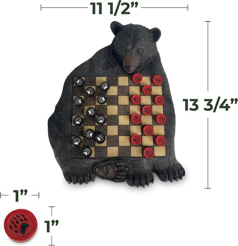 Rivers Edge Products Checkerboard مجموعة للمقصورة أو النزل ، أو ألعاب لوحة المدقق الريفية للبالغين ، أو لعبة اللاعبين من Tabletop 2 ، أو مقصورة أو لودج ، أو ديكور غرفة المعيشة أو ديكور المكتب المنزلي ، أو الدب in Kuwait