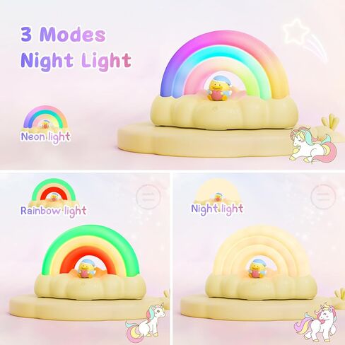 Rainbow Night Light, Kids Light with Three Mode and 30 min Timing LED Rechargeable Touch Control Neon Light for Kids Room,Nursery Night Light for Baby, Gift for Girls and Boys (Pink) in Saudi Arabia