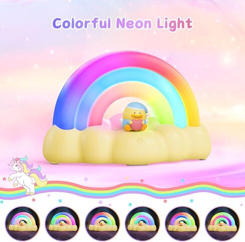 Rainbow Night Light, Kids Light with Three Mode and 30 min Timing LED Rechargeable Touch Control Neon Light for Kids Room,Nursery Night Light for Baby, Gift for Girls and Boys (Pink) in Saudi Arabia