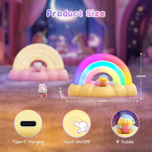 Rainbow Night Light, Kids Light with Three Mode and 30 min Timing LED Rechargeable Touch Control Neon Light for Kids Room,Nursery Night Light for Baby, Gift for Girls and Boys (Pink) in Saudi Arabia