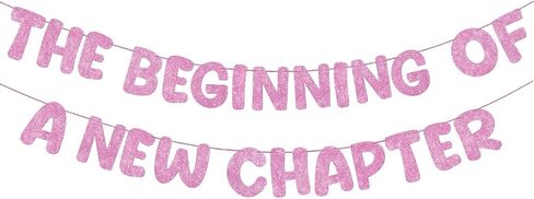 Fulmoon Pre Strung the Beginning of a New Chapter Banner, Glitter Graduation Party Decorations, Happy Retirement Supplies, Going Away Farewell New Home Job Change Party Sign Garland(Red) in Saudi Arabia
