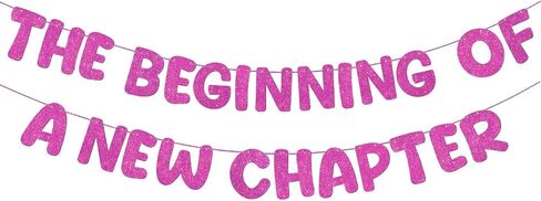 Fulmoon Pre Strung the Beginning of a New Chapter Banner, Glitter Graduation Party Decorations, Happy Retirement Supplies, Going Away Farewell New Home Job Change Party Sign Garland(Red) in Saudi Arabia