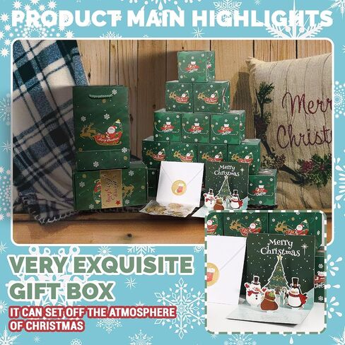 Surprise Explosion Gift Box for Money with Christmas Pop Up Card, 20 Pcs Folding Bouncing Boxes and Gold Silver Confetti, Creative Xmas Gifts for Party Birthday Decor (Green) in Saudi Arabia