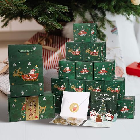 Surprise Explosion Gift Box for Money with Christmas Pop Up Card, 20 Pcs Folding Bouncing Boxes and Gold Silver Confetti, Creative Xmas Gifts for Party Birthday Decor (Green) in Saudi Arabia