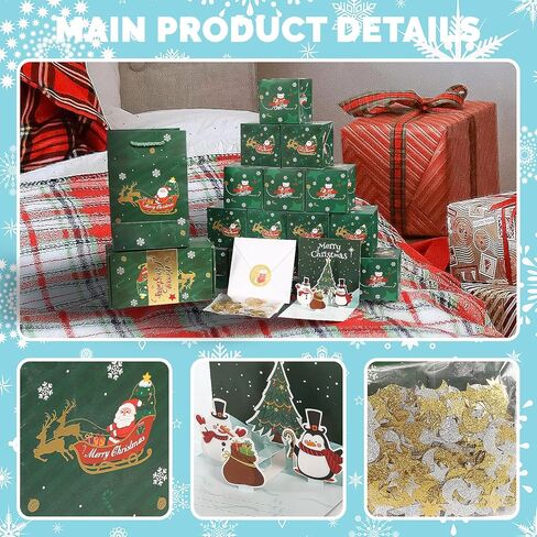 صندوق هدايا مفاجأة للانفجار مقابل المال مع بطاقة عيد الميلاد المنبثقة ، و 20 جهازًا قابلة للطي قابلة للطي ، و Gold Silver Confetti ، هدايا عيد الميلاد الإبداعية لديكور عيد ميلاد الحفلات (الأخضر) in Kuwait