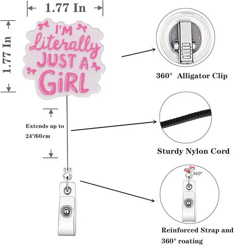 I’m Literally Just a Girl Badge Reel Retractable – Cute Pink Bow Aesthetic Nurse Badge Holder for Healthcare Girlies in Saudi Arabia