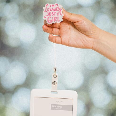 I’m Literally Just a Girl Badge Reel Retractable – Cute Pink Bow Aesthetic Nurse Badge Holder for Healthcare Girlies in Saudi Arabia