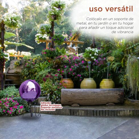 Alpine Corporation 10" Diameter Indoor Outdoor Glass Gazing Globe Garden Decor, Purple in Saudi Arabia