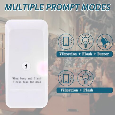 Restaurant Pager,Pagers for Restaurants 10 Guest Pagers,Buzzers Social Distancing, 98 Chanels with Vibration, Flashing and Buzzer for Food Truck, Restaurant, Food Court（Black） in Saudi Arabia