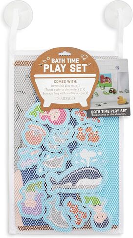 DEMDACO Love to Play 11 x 7 Inch Entertaining Bathtub Toy Playset with Hanging Mesh Bag Organizer, Green and Blue, Jungle Friends in Saudi Arabia
