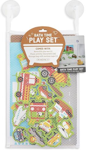 DEMDACO Love to Play 11 x 7 Inch Entertaining Bathtub Toy Playset with Hanging Mesh Bag Organizer, Green and Blue, Jungle Friends in Saudi Arabia