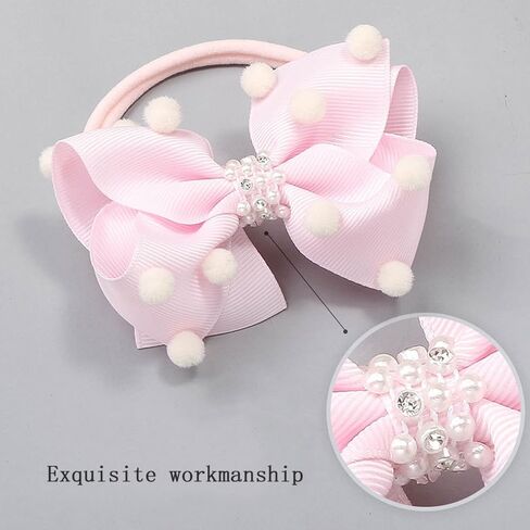 Baby Girls Ribbon Bow Elastic Nylon Headband with Crystal Crown Toddler Bow-knot Stretchy Hair Band Birthday Party Hair Bow Accessories for Newborn Infant (Pink 2, Elastic) in Kuwait