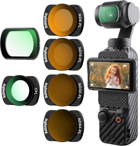 Walking Way Magnetic Black Mist & CPL & ND Filter Set Compatible with DJI Osmo Pocket 3 Creator Combo Accessories - 6 Pack (Black Diffusion 1/4, CPL, ND8/ND16/ND32/ND64),Multi-Coated in Saudi Arabia