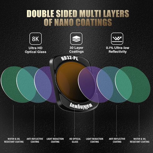 Walking Way Magnetic Black Mist & CPL & ND Filter Set Compatible with DJI Osmo Pocket 3 Creator Combo Accessories - 6 Pack (Black Diffusion 1/4, CPL, ND8/ND16/ND32/ND64),Multi-Coated in Saudi Arabia