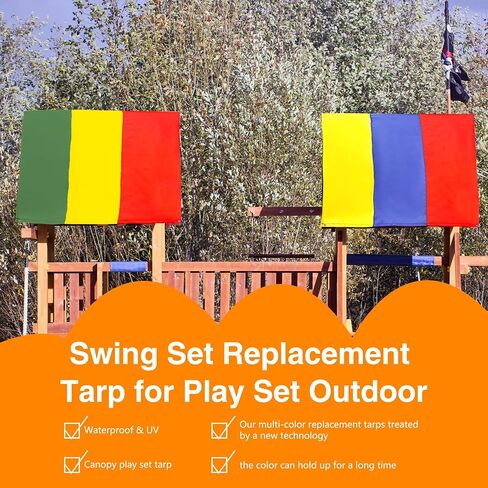 2 Pcs Playground Canopy Swingset Replacement Tarp Roof Waterproof Swing Set Tarp Sunshade UV Protection Cover for Kids Outdoor Playground Playset Accessories, 52 × 90 in in Kuwait