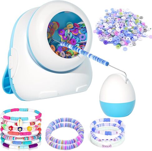 Pskfvre Electric Bead Spinner Cordless Clay Bead Spinner Rechargeable Sturdy Eye Beading Needle, Automatic Bead Spinner with Pony Beads for Bracelet Jewelry Necklaces Making, Gift Ideas for Girls in Kuwait